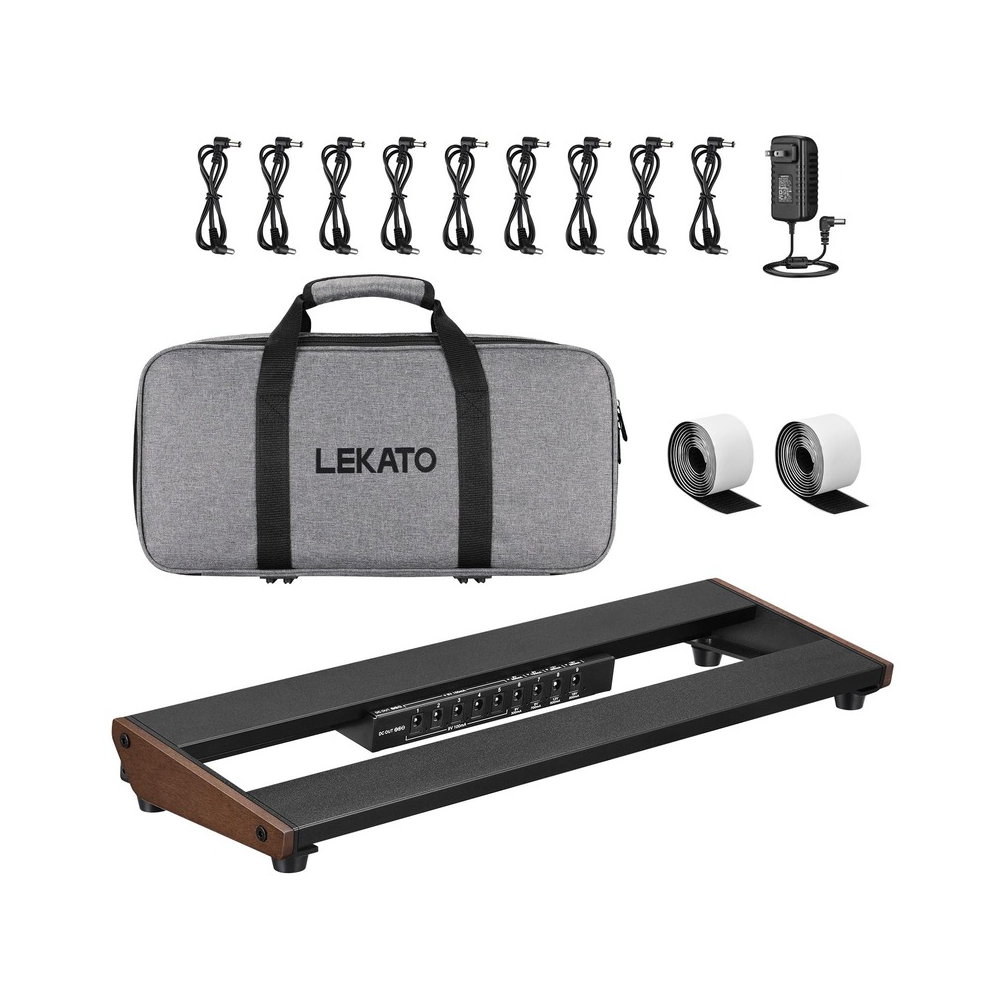 LEKATO PB-01S Guitar Pedal Board w/ Built-in Power Supply(15x5.1x1.6")