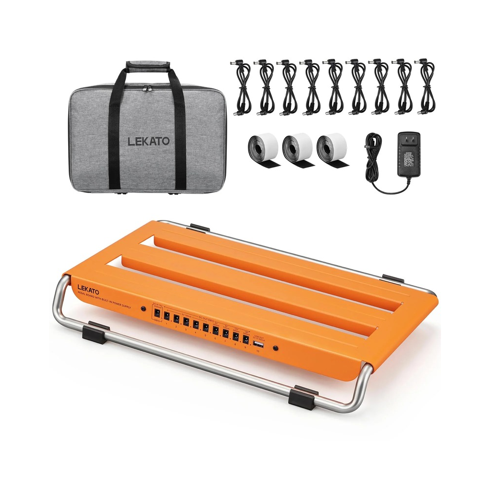 LEKATO PB-05S Guitar Pedal Board w/ Built-in Power Supply(16x10.4x2")