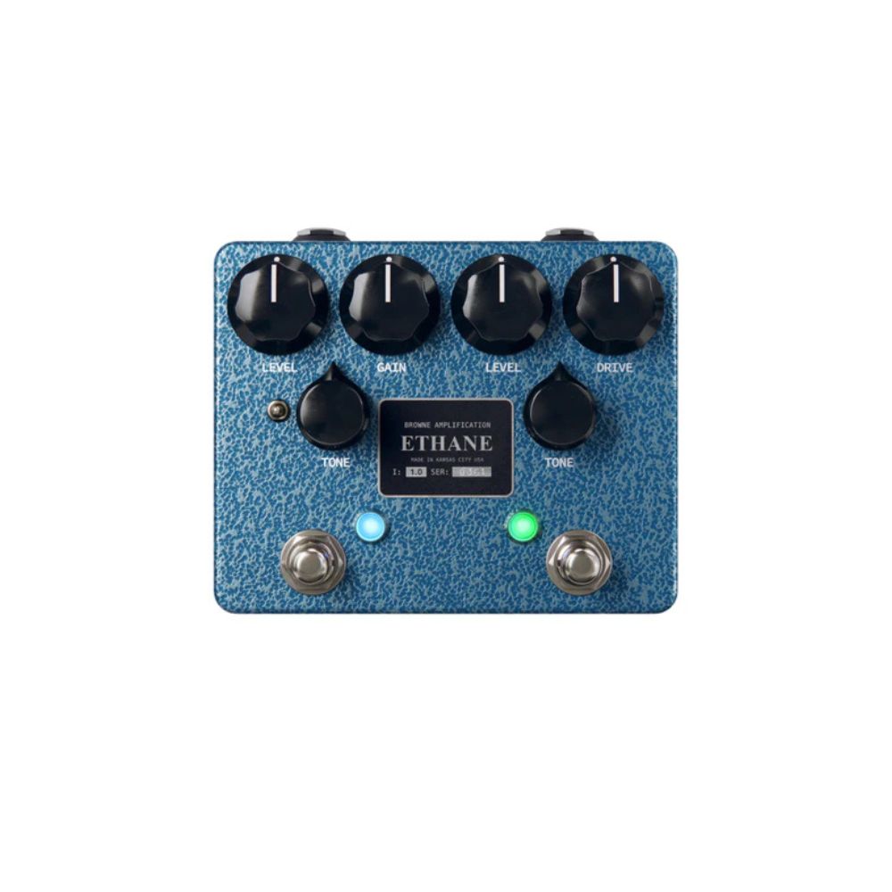 Browne Amplification Ethane Dual Overdrive Effect Pedal Blue Silver Vein