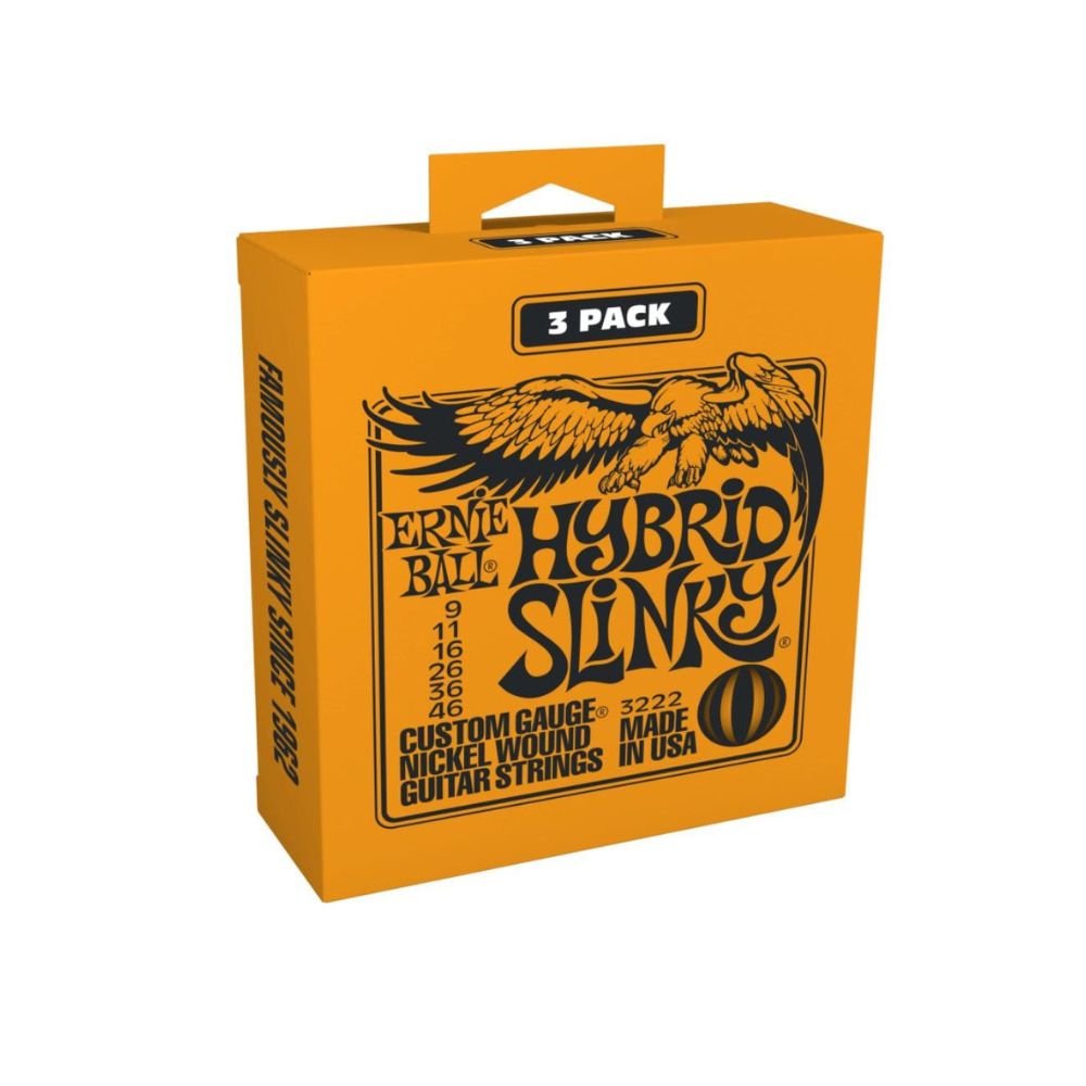 Ernie Ball Hybrid Slinky (9-46) Electric Guitar Strings Pack of 3