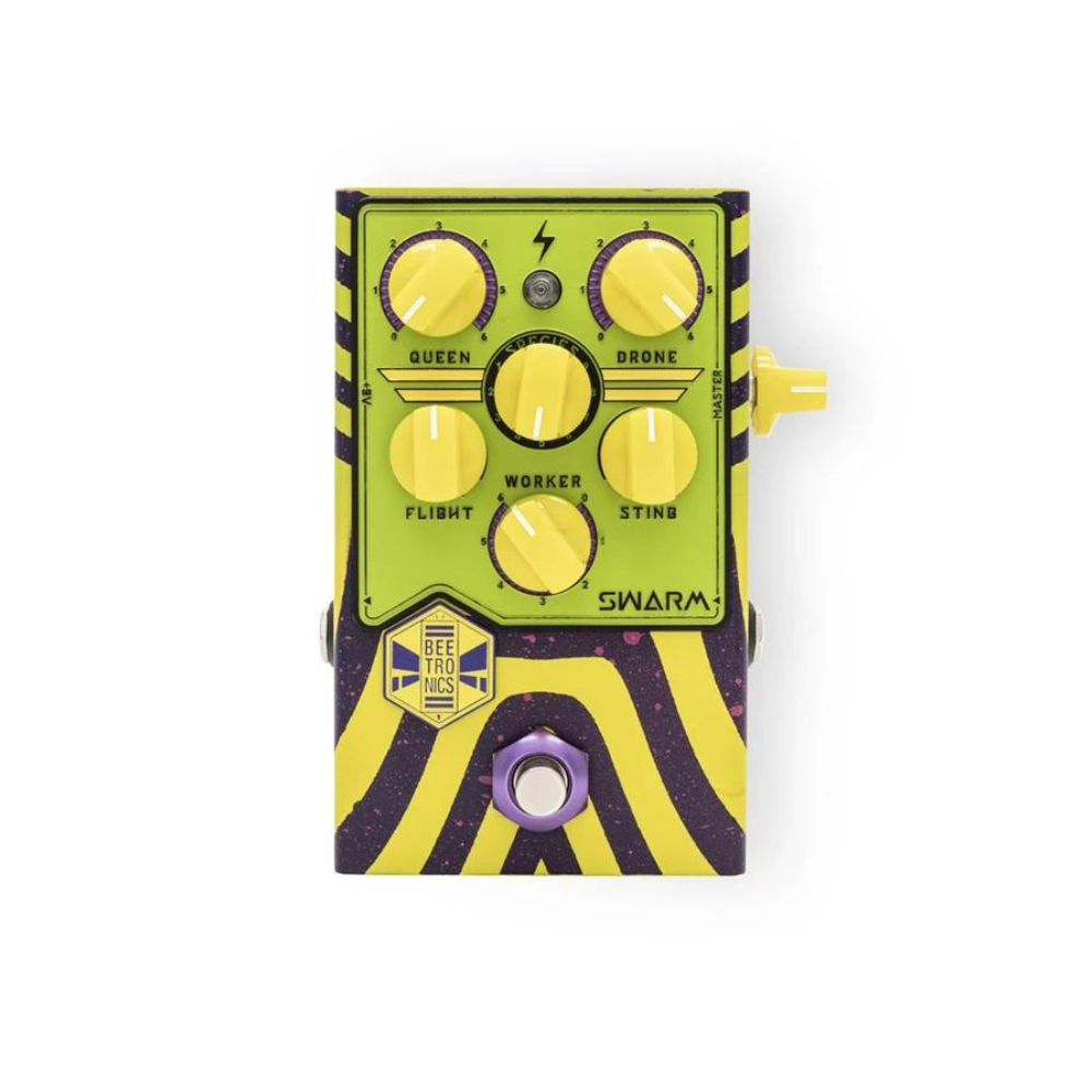 Beetronics FX Swarm Fuzz Harmonizer Guitar Effect Pedal, Custom Shop Green / Yellow / Purple
