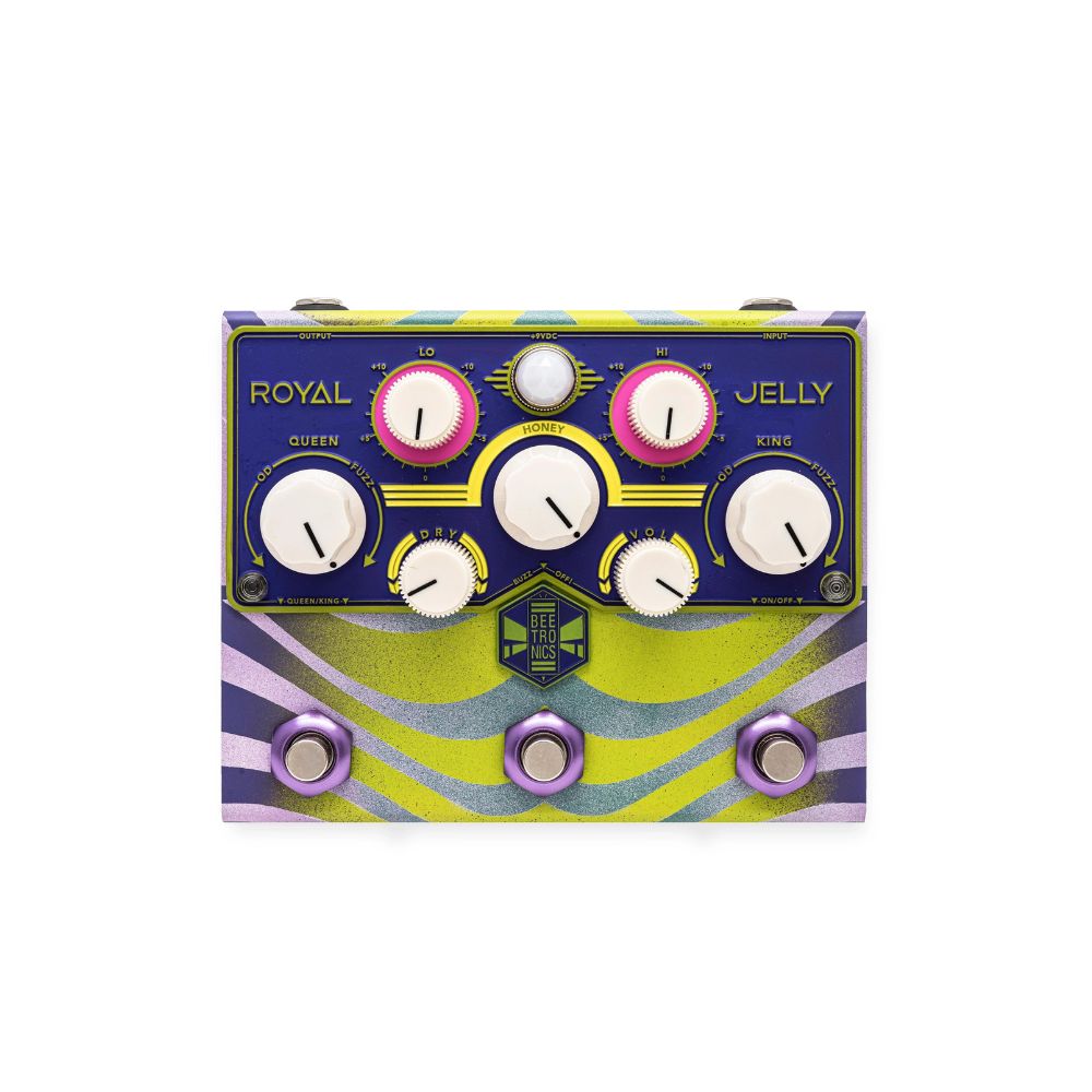 Beetronics FX Royal Jelly Overdrive / Fuzz Blender Guitar Effect Pedal, Custom Shop Purple & Green