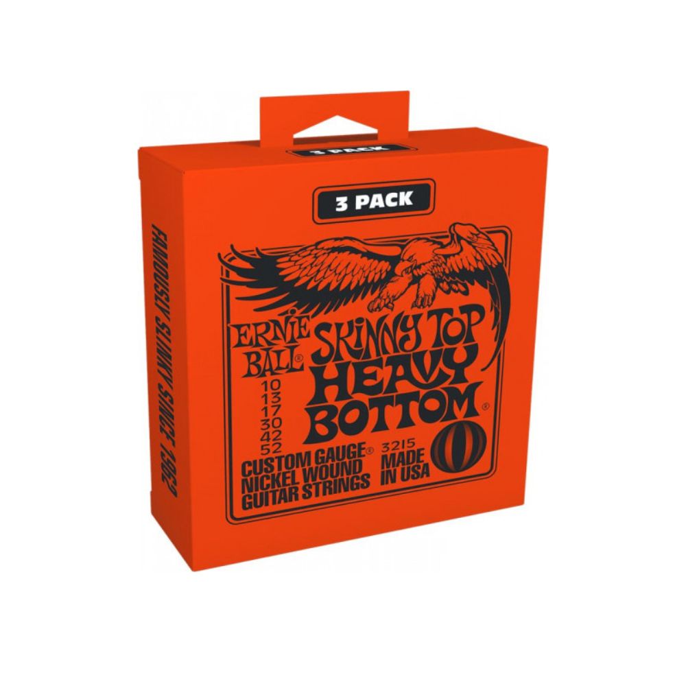 Ernie Ball Skinny Top Heavy Bottom (10-52) Electric Guitar Strings Pack of 3