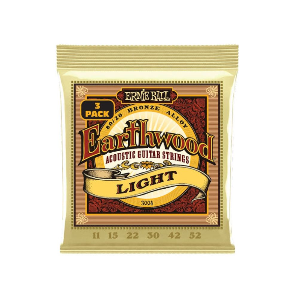 Ernie Ball Earthwood 80/20 Acoustic Guitar Strings (11-52) - Light -Pack of 3