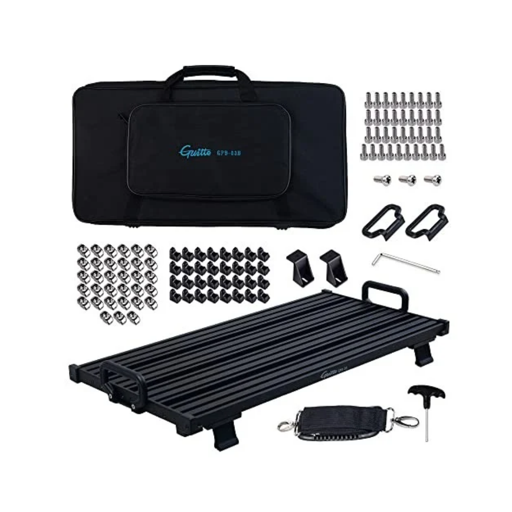 GUITTO GPB-03B Large Guitar Pedalboard – Aluminium Alloy Pedal Board with Carry Bag
