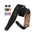 LEKATO LGS-10 2.5" Wide Suede Guitar Strap Set with 6 Picks 2 Locks
