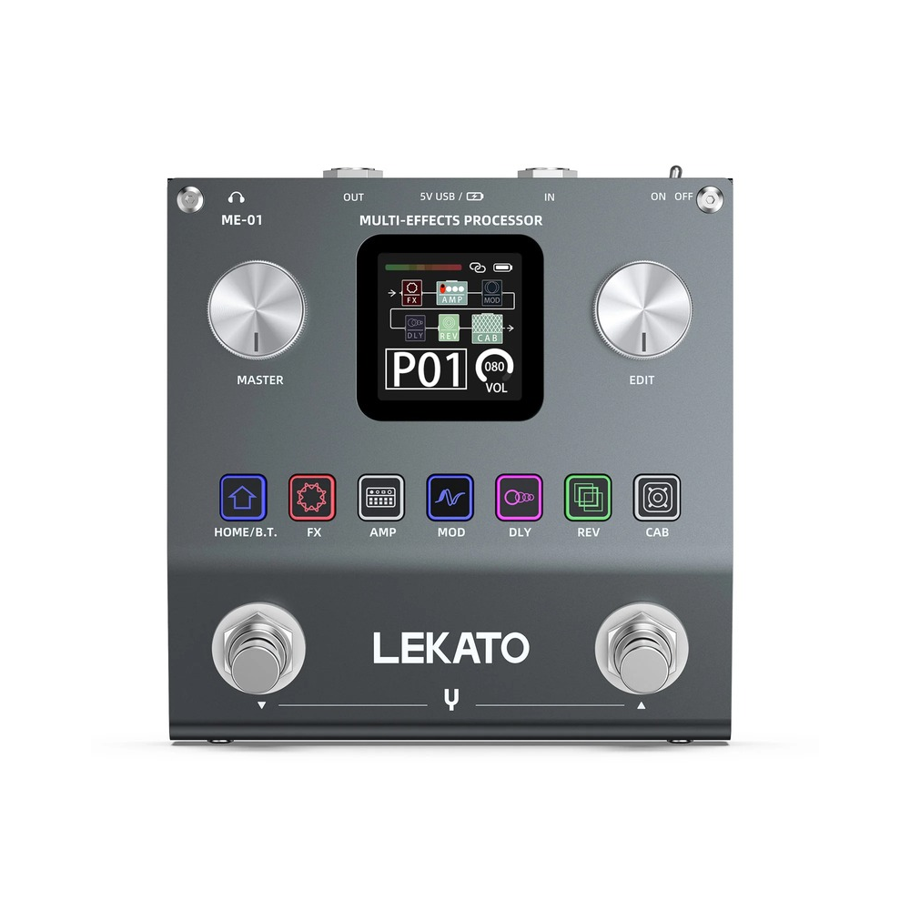 LEKATO ME-01 Multi Effects Processor Guitar Pedal w/6 Effects Modules 80 Presets 20 IRs