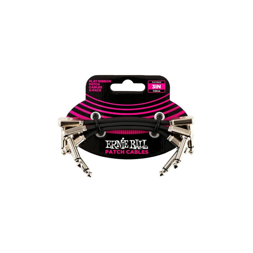 Ernie Ball 3&quot; Flat Ribbon Patch Cable 3-Pack