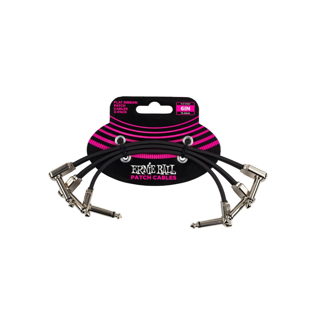 Ernie Ball 6&quot; Flat Ribbon Patch Cable 3-Pack