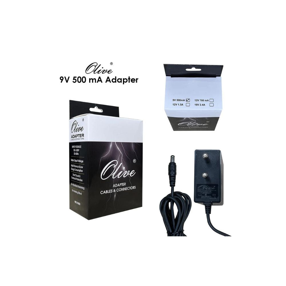 Olive 9V 500mA Power Supply Adapter