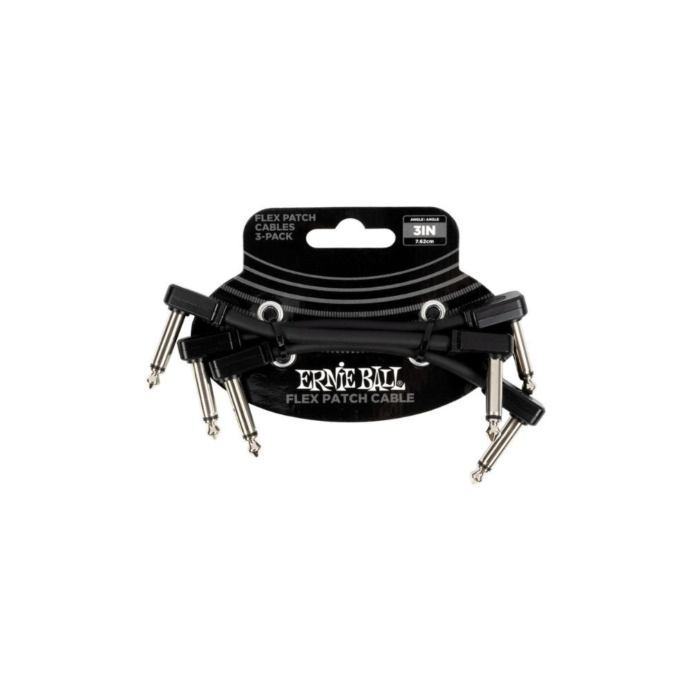 Ernie Ball Flex Patch Cable - 3 inches, Black, 3-pack