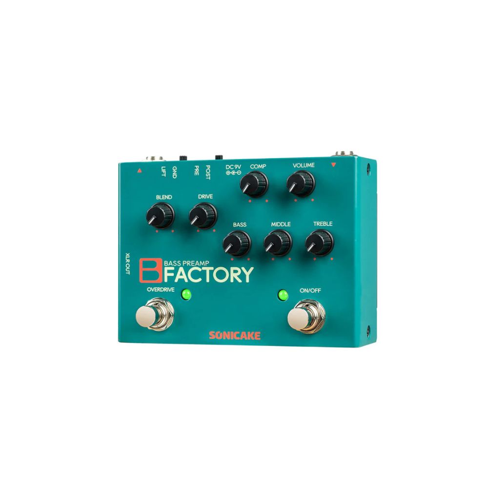 Sonicake QDS-05 B Factory Bass Pedal with Overdrive Analog Preamp Compression Effects Pedal and 3-Band EQ Via Pre/Post Selection with XLR Output
