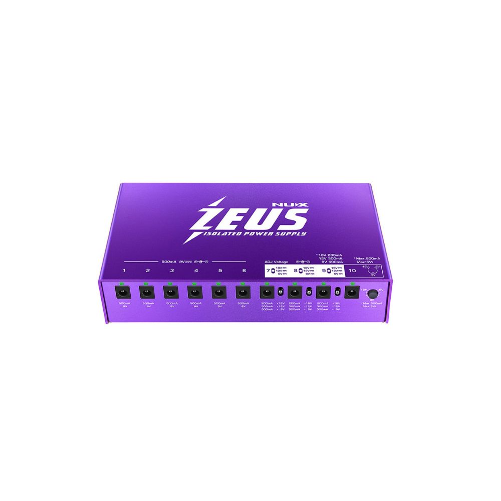 NUX NIP-Z10 10-Output High-Current Isolated Guitar Pedal Pedalboard Power Supply Front