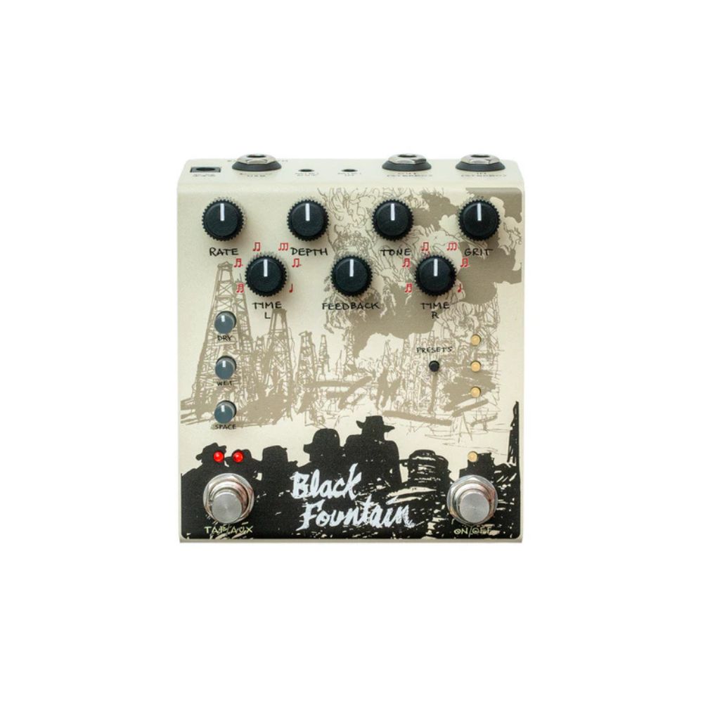 Old Blood Noise Endeavors Black Fountain Stereo Delay Effect Pedal Front