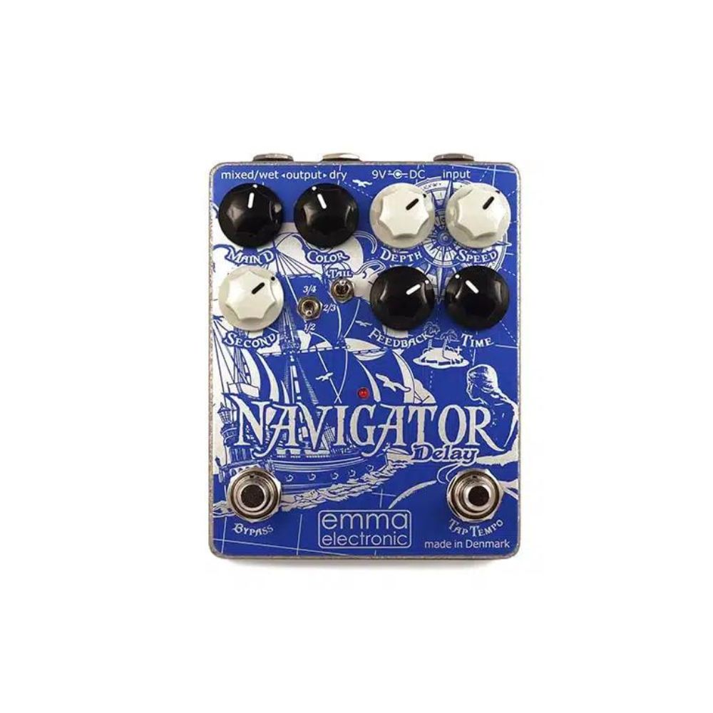 Emma Electronic Navigator Versatile multi-head Delay with Tap Tempo Pedal Front